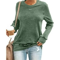 Žene zelene ležerne dukseve okrugli vrat Labavi pulover vrhove majica s dugim rukavima, S-3XL