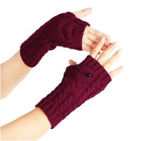 Čišćenje ispod $ Cotonie Ženska djevojka pletena ručna ruka bez prsta drži tople zimske rukavice meko toplo misit