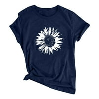 Cuoff bluze za žene modni cvjetni tisak o-vrat kratka majica labava majica ženske vrhove mornarice