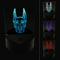 Doberman Pinscher glava za pse LED noćni svjetlo 3D iluzijska stolna noćna stoma