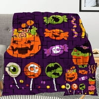 Halloween Dekorativna pokrivačica sa jastukom, tablica lubanje za spavaću sobu, sobu, 174,32x48 ''