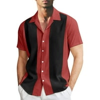 Košulje za muškarce Modna casual boja odgovara rever gumb Polu majica s pola rukava Havajska majica