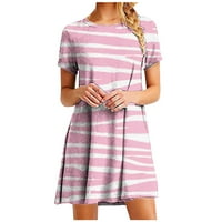 Haljina za žene plus veličine ružičasta modna večernja haljina Vintage Ispis kratkih rukava kratkih