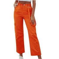 Voncos Cargo Hlače za žensko odobrenje - sa džepovima Retro modne pantalone za žene narančaste veličine
