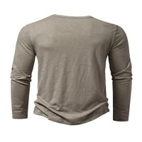 Tenmi Muška majica s dugim rukavima T Henley vrat Top modne bluze svakodnevno nošenje pulover kaki xs