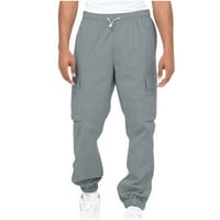 Yuwull muške teretne hlače sa džepovima Men CrckString High-aredne hlače s pravnim povremenim hlačama