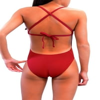 Aborete Girls Ženska kravata, čvrsta kupaći kostim - crvena - 32