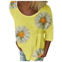 Ljetna bluza Žene Casual Plus size Ispisan labavi suncokret Tunički košulji za bluzu za bluzu Dame Top