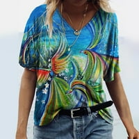 Ženska klirens bluza ispod 10, plus veličine Žene kratki rukav tiskali V-izrez The The The Majica Bluza