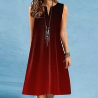 Ballsfhk modne žene V-izrez gradijentni ispis tuča bez rukava plus veličina majica haljine opružne haljine