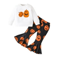 Koaiezne Deca sa odijela Mekana pamučna topla Crewneck Letters dugih rukava s okruglim vratom Pumpkin