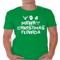 Newkward Styles Merry Christmas Florida Majica Božićne majice za muškarce Florida Xmas Majice Muški