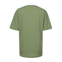 Pad vrhova za žene Trendy Ležerna labava bluza Dan zahvalnosti Pulover kratki rukav majica zelena l