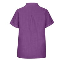 Lydiaunistar Ženski čišćenje Ženska vrhova Modna puna majica Dugme Ženska V-izrez Loose Majica Bluza