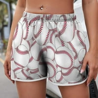 Hlače za žene, ženski lagani ljetni casual elastični pojas bejzbol print kratke hlače za plažu Skraćene