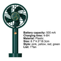 Sunsunrise Ručni ventilator bez plastičnog cementa kineski stil prijenosni ventilator sa bazom za ured