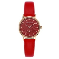 Ženski sat Digitalni biranje Kvarcni kožni ručni poklon pogodan za žene i djevojke, crveno