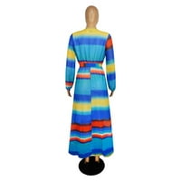 Haljine za žene ženski a-line maxi gradijent dugih rukava V-izrez modne vruće prodaje A-line haljine