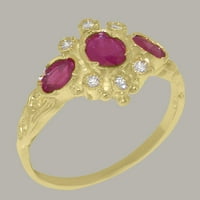 Britanci napravio 18k žuti zlatni ženski prsten Prirodni rubin i kubni cirkonijski godišnjice - Opcije