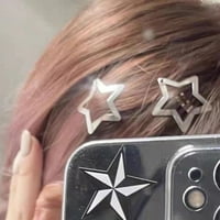 BXINGSFTY dodaci za kosu Y2K zvjezdica srebrne metalne kose simpatične za tanku gustu kosu