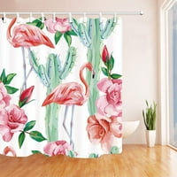 Valentinovo dnevno akvarel flamingo Par pad Ljubav u kaktusima ruže cvijeće poliesterska tkanina zavjesa za kupatilo, tuš za tuš
