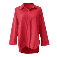 Košulje za žene proljeće i jesenji solid boju split dugih rukava bočna majica