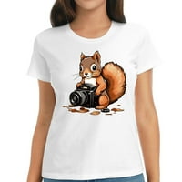 Mala slatka vjeverica stilski ženski grafički tee - Komforna majica kratkih rukava sa jedinstvenim poklonima