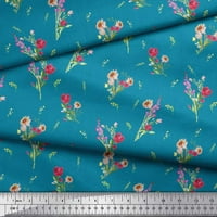 Soimoi Blue Heavy Satin tkanina djetelina odlazi cvjetna tiskana tkanina od strane dvorišta široko