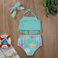 Borniu TODDLER kupaći kostim Toddler Kid Baby Girl Solid Tassels Prsluk + sirena kupaći kostimi kupališta