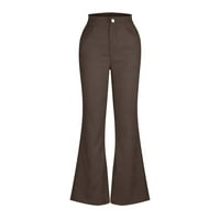 Ženske hlače Buttery Mekane hlače s visokim strukom Slim Fit Ugodne gamaše sa džepovima Brown 3XL, SAD