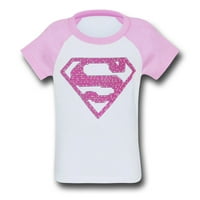 Supergirl Girls Pink uzorak Simbol majica-toddler 3t