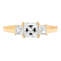 1. CT Princess Cut originalni kultivirani dijamant si1-si i--j 18k žuti zlato Tro-kamena obećaj vjenčanja Izvještaj o vjenčanju Angažman dizajnerske veličine prstena 4,5