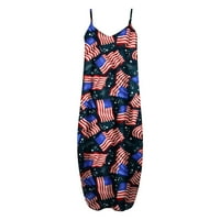Ženska haljina Maxi Cami Ljetna prodaja USA zastava zastava modni popust 4. srpnja 4. izrez casual opuštena