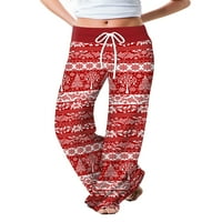Ženske pajama Lounge hlače božićne cvjetne karirane print Comfy casual xmas crteži palazzo dno hlače