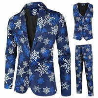 Muški božićni set, 3-komadni smiješni odmori za odmor Blazer odijela za muškarce sa jaknom, prslukom