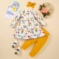 Rovga Djevojke Outfit Sets Toddler Girls Cvijeće s kratkim rukavima Odštampana suknja Čvrsta boja hlače