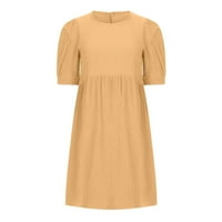 Ženska okrugla vrata s kratkim rukavima Retro haljina Klizač haljina Ljetna casual haljina čaj haljina