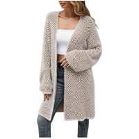 Tan rovov kaput Ženski preplanuli kardigan za žene Žene Boja blok pleteni prugasti džemper kaput dugih rukava od pletenja