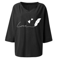 Mrat ženska košulja za tiskanu ovratnicu Žene V-izrez Troje četvrtine rukavske tunike ili vrhovi za