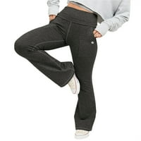 Yskkt ženski bootcut joga klasične hlače visoki elastični struk podijeljeni nogu bljeskalica sa džepovima