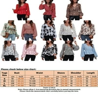 Capreze Leopard tiskani majica V izrez Tee za ženska povremena plairana bluza tunika Rad dugih rukava