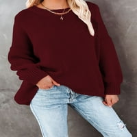 Asyoly Women Pleted džemper s dugim rukavima Crewneck Solid prevelizirani Ležerni pulover Labavi Chunky