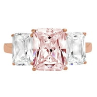 4.0ct smaragdni rez ružičasti simulirani dijamant 18k 18K ruža godišnjica angažmana kamena prstena veličine