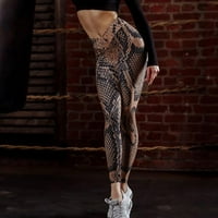 Asdoklhq ženske hlače plus veličine, zmija tiskanje visokih struka čvrsto učvrsne hlače joge hlače
