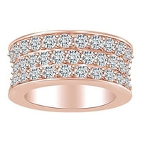 6. Carat Okrugli oblik bijeli prirodni dijamant Tri reda vječni vjenčani prsten za vjenčanje u 14K čvrstih