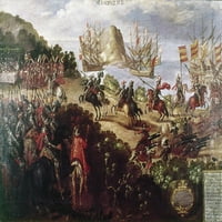 Cortez Landing, 1519. Nhernando Cortes Landing na Veracruzu, proljeće 1519. Meksička slika, 19. stoljeće.