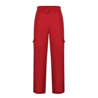 LISINGTOOL pantalone za muškarce muške fitness trkačke pantalone za crtanje labavog struka džepa u boji