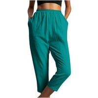 Žene Capri hlače Ležerne prilike obrezirane vježbe hlače elastična struka Ljetna dužina Dukseva sa džepovima