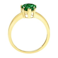 1.5ct kruška reza zelena simulirana emerald 14k žuti zlatni graviranje izjava bridalna godišnjica angažman