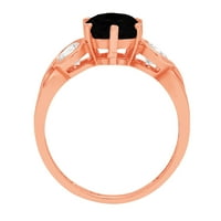 1.72ct okrugli rez crni prirodni ony 18k ružičasti ružičasto zlato graviranje izveštavanja godišnjice Angažovanje vjenčanja Trobotna prstena veličine 6,75